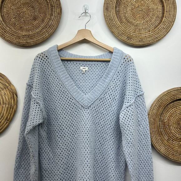 Aerie Baby Blue V-Neck Cozy Pullover Oversized Knit Sweater Small - Picture 3 of 7